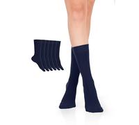 Hugh Ugoli Calzini Donna in Bambù a Metà Polpaccio, 3 Paia, Calzini Morbidi e Traspiranti, Sottili per Lavoro, Pantaloni e Uso Quotidiano, Blu navy, Taglia 39-43