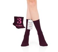 Hugh Ugoli Calzini Donna in Bambù a Metà Polpaccio, 3 Paia, Calzini Morbidi e Traspiranti, Sottili per Lavoro, Pantaloni e Uso Quotidiano, Bordeaux, Taglia 36-39