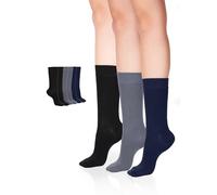 Hugh Ugoli Calzini Donna in Bambù a Metà Polpaccio, 3 Paia, Calzini Morbidi e Traspiranti, Sottili per Lavoro, Pantaloni e Uso Quotidiano, Nero, Grigio, Blu navy, Taglia 36-39