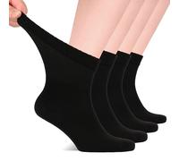 Hugh Ugoli Calzini Uomo Diabetici in Bambù, 4 Paia, Calzini Corti Morbidi e Traspiranti, Extra Larghi per Caviglie Gonfie, Bordo Senza Elastico e Punta Senza Cuciture, Negro, Taglia 44-47