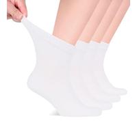 Hugh Ugoli Calzini Uomo Diabetici in Bambù, 4 Paia, Calzini Corti Morbidi e Traspiranti, Extra Larghi per Caviglie Gonfie, Bordo Senza Elastico e Punta Senza Cuciture, Blanco, Taglia 44-47