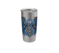 Hugin & Munin i corvi di Odin, vichingo, celti, Valhalla, corvo Bicchiere termico in acciaio inox doppia parete