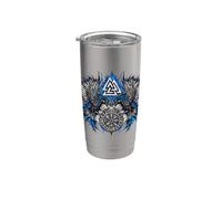 Hugin & Munin i corvi di Odin, vichingo, celti, Valhalla, corvo Bicchiere termico in acciaio inox doppia parete