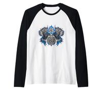 Hugin & Munin i Corvi di Odin, Vichingo, Celti, Valhalla, Corvo Maglia con Maniche Raglan