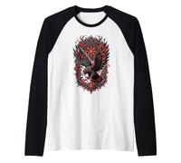 Hugin & Munin i Corvi di Odin, Vichingo, Celti, Valhalla, Corvo Maglia con Maniche Raglan