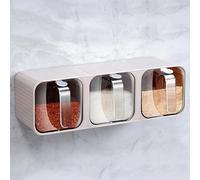 HugMiu Scatola di condimento multifunzionale montata a parete, vasetto per condimenti, set multi-griglia senza punzonatura tipo cassetto antipolvere per uso domestico cucina