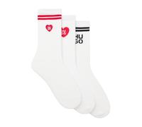 HUGO Calze corte a coste con loghi in confezione da tre - Style 3P QS LOVE YOU CC W, 50553452 Bianco 35-38