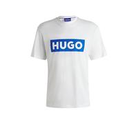 HUGO T-shirt in jersey di cotone con logo blu - Style Nico, 50522376 Bianco L
