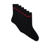 HUGO Calze a tre quarti con logo in confezione da sei - Style 6P QS RIB LOGO CC, 50510187 Nero 43-46