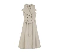 Hugo - Abito midi smanicato a portafoglio doppiopetto - - Dresses - Donna - Beige - S