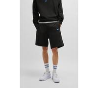 HUGO Bermuda in terry di cotone con coulisse ed etichetta con logo blu - Style Nasensio, 50522364 Nero XS
