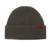 Hugo Berretto Xola da Uomo in Lana Vergine con Logo Rosso, Grigio - Medium Grey, Taglia Unica