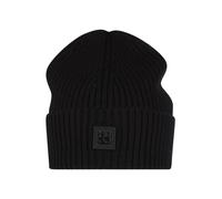 HUGO Berretto in lana vergine con targhetta con logo scomposto - Style Xola_Metal, 50527250 Nero pz.