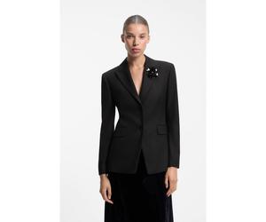 HUGO Blazer regular fit gessato con spilla floreale di paillettes - Style Asmalla, 50570535 Nero 40