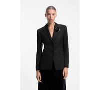 HUGO Blazer regular fit gessato con spilla floreale di paillettes - Style Asmalla, 50570535 Nero 48
