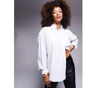 HUGO Blue - Camicia bianca semitrasparente con stampa del logo-Bianco 42