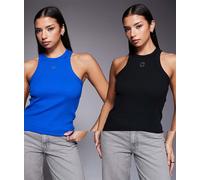 HUGO BLUE - Confezione da 2 canotte color blu e nero con logo centrale-Multicolore M
