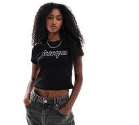 HUGO Blue - Dalia - T-shirt nera taglio corto-Nero 40