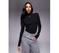 HUGO Blue - Easy - Top slim a maniche lunghe nero con logo centrale 36