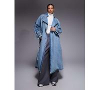 Hugo Blue - Garena - Cappotto trench lungo in denim blu 36