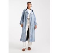 HUGO BLUE - Garena - Trench oversize in denim soffice lavaggio blu medio 38