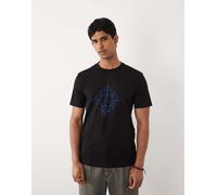 HUGO Blue - Nerberri - T-shirt vestibilità classica nera con grafica-Nero 2XL