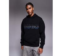 HUGO Blue - Nogudi - Felpa con cappuccio nera con stampa sfumata del logo-Nero 2XL