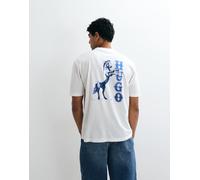 HUGO T-shirt a girocollo in cotone con stampa desertica - Style Noxwash, 50569865 Bianco M