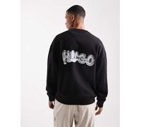 HUGO Blue - Nyrocrew - Felpa nera oversize con logo sul retro-Nero S