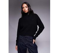 HUGO Blue - Sesty - Maglione nero accollato oversize con logo tono su tono 40