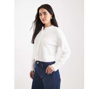 HUGO BLUE - Sfurry - Cardigan in maglia super soffice bianco L