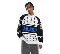 HUGO Blue - Shalock - Felpa nera e bianca con logo-Bianco XL