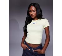 HUGO Blue - T-shirt mini gialla con logo e bordi a contrasto-Giallo 42