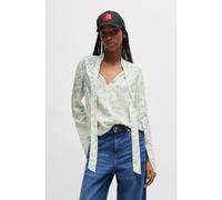 HUGO Blusa con stampa a fiori e collo con fiocco - Style Cinoni-1, 50513826 Blu a motivi 36