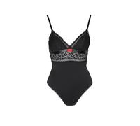 HUGO Body in pizzo e rete con etichetta con logo rossa - Style SAVANA BODYSUIT P, 50570667 Nero S
