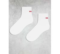 HUGO - Bodywear - Confezione da 2 calze alla caviglia bianche con logo rosso-Bianco 9-11