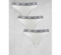 HUGO Bodywear - Confezione da 3 perizomi bianchi con fascia in vita con logo-Bianco 40