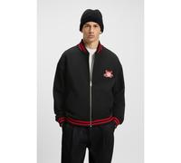HUGO Bomber oversize in cotone con logo ricamato in stile college - Style Dugbyzip, 50542960 Nero L
