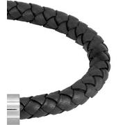 Hugo Boss Braccialetto da Uomo BRAIDED LEATHER 1580152 – Pelle nera, chiusura acciaio inox
