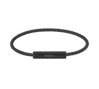 BOSS Jewelry Braccialetto in filo metallico da uomo Collezione ALEK in Acciaio Inossidabile, Nero (Black), Taglia Unica