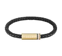 BOSS Black braided-leather cuff with magnetic logo closure - Style ARES SINGLE, HB1580624 Nero pz.
