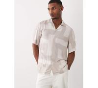 Hugo Boss - Camicia a maniche corte grigia con stampa e bottoni-Grigio 2XL