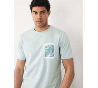 HUGO BOSS - Camicia a maniche corte regular fit turchese con grafica-Blu S