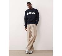 HUGO BOSS - Felpa comoda blu scuro con stampa del logo 2XL