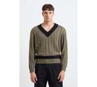 HUGO Maglione oversize in maglia mista con scollatura a V a contrasto - Style Stiggid, 50546993 Marrone L