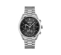 HUGO BOSS - Orologio Con Cronografo Al Quarzo Da Uomo Collezione Champion Con Cinturino In Acciaio Inossidabile O Pelle, Stainless Steel, Nero (black)