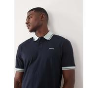 Hugo Boss - T-shirt blu scuro con colletto comodo XL
