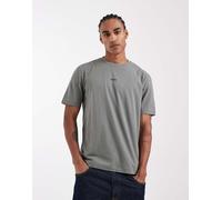 Hugo Boss - T-shirt in cotone grigio scuro con logo a contrasto S