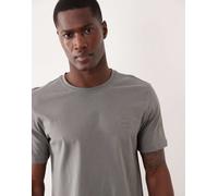 Hugo Boss - T-shirt in jersey di cotone grigio scuro con logo applicato XL