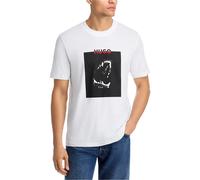 Hugo Boss T-Shirt Uomo Jersey Cotone Logo Graphic Bianco Manica Raglan